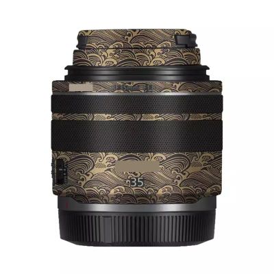 35 1.8 Camera Lens Skin Coat Wrap Protective Film Body Decal Anti-Scratch Sticker Accessories for Canon RF 35mm F1.8 Macro is STM(Wave Gold)