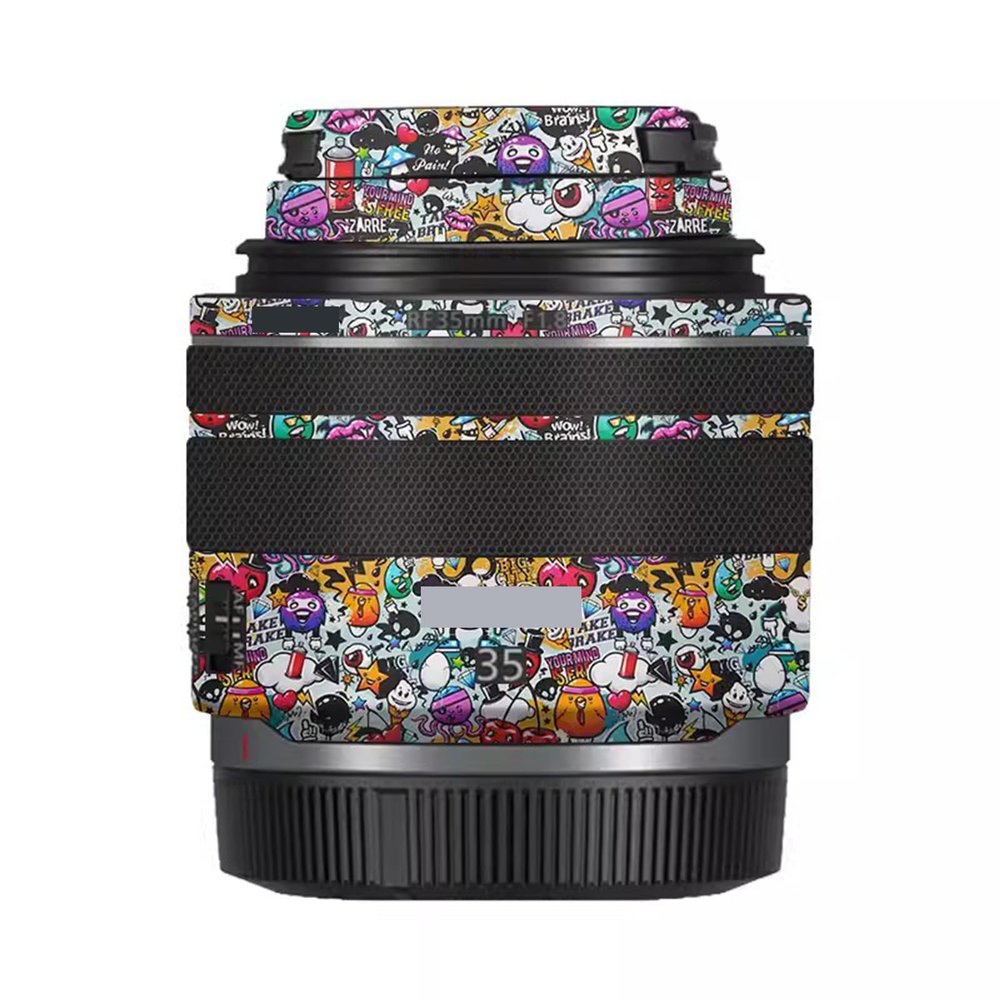 35 1.8 Camera Lens Skin Coat Wrap Protective Film Body Decal Anti-Scratch Sticker Accessories for Canon RF 35mm F1.8 Macro is STM(Graffiti White)