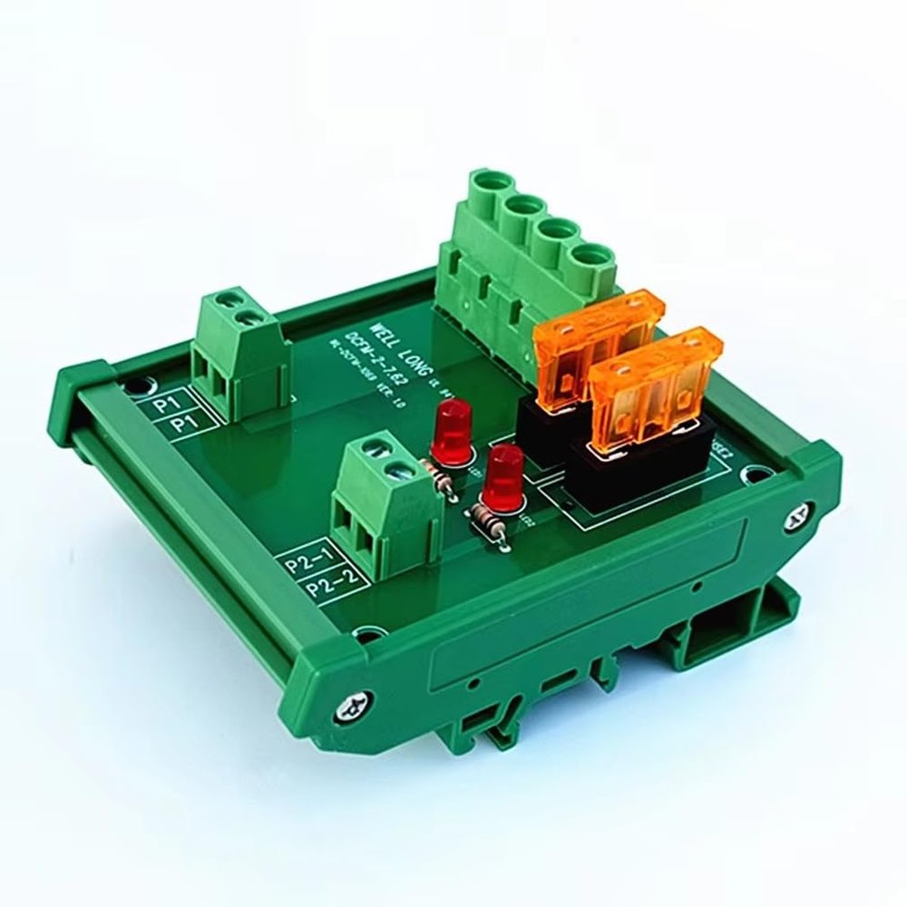 DIN Rail Mount 2 Position Fuse Power Distribution Module Board, for AC/DC 5-32V
