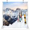 BELECO 10x6.5ft Fabric Winter Ski Mountain Backdrop Alpine Skiing Resort Snowboards Ski Slope Skiing Background Winter Snowy Mountains Ski Party Decorations Banner Portrait Shoot Photo Props view 3