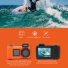Heayzoki 4K Underwater Camera, 33FT Camera 65MP Autofocus Dual Screen Selfie 18x Zoom Underwater Camera Compact Digital Camera for Snorkeling (Orange) view 2