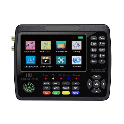KYKYK Satellite Finder Satellite Signal Meter V10 Pro Satellite Finder Signal Meter Satellite TV Signal Finder DVB-S/S2/S2X/T/T2 Combo Digital Handheld Signal Meter H.265