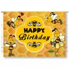 KUKUSOUL 7x5FT Bee Happy Birthday Backdrop Baby Bee Yellow Flower Honeycomb Party Background Kids Birthday Party Decoration Cake Table Banner Photo Studio Props KUBDJ1051 view 1
