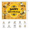 KUKUSOUL 7x5FT Bee Happy Birthday Backdrop Baby Bee Yellow Flower Honeycomb Party Background Kids Birthday Party Decoration Cake Table Banner Photo Studio Props KUBDJ1051 view 2