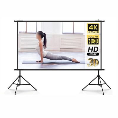 100/120 Inch Portable Projector Screen, Wrinkle-Free and 3-Legged Frame Movie Screen, for Indoor Outdoor Backyard Movie Night(120in)