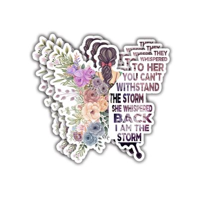 (3pcs) She Whispered Back I Am The Storm Sticker Funny Sayings Motivational Quotes Inspirational Message Vinyl Decal for Tumbler Laptop Kindle Water Bottles Books Phone - Size 3x3