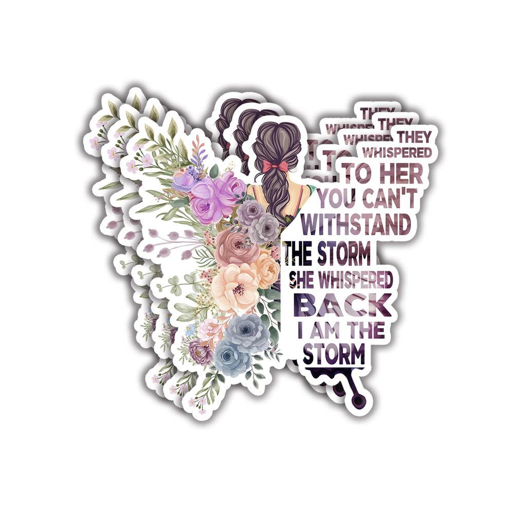 (3pcs) She Whispered Back I Am The Storm Sticker Funny Sayings Motivational Quotes Inspirational Message Vinyl Decal for Tumbler Laptop Kindle Water Bottles Books Phone - Size 3x3