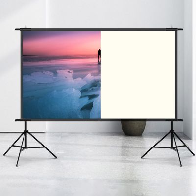 16:9 Double Stand Projector Screen, 120 Inch Portable Movie Screen, Wrinkle-Free and Foldable Design for Home Theater Backyard Camping(100in)