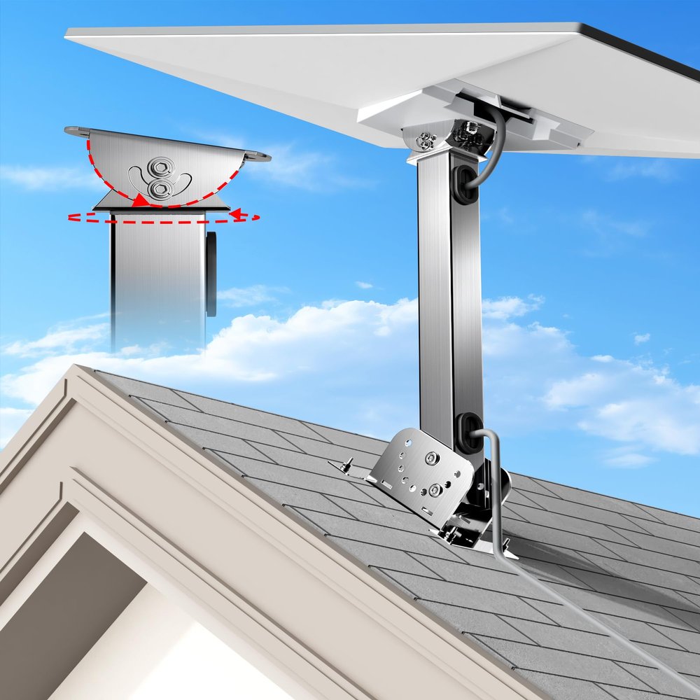 MUSVOH Fit for Starlink Gen 3 Roof Mount ,304 Stainless Steel 360 Rotatable Adjustment Pole/Wall Mounting Kit Suitable for Starlink Gen3 & V3 Standard Dish,fit for Starlink Gen 3 Pipe Adapter