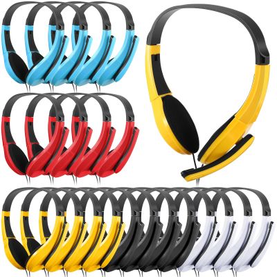 Saysurey 20 Pack Classroom Headphones with Microphone Bulk 3.5mm Adjustable Jack On Ear Bulk Headphones for Classroom Students Computer Laptop Office Home(Multicolor)