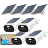 4pc 2.4G/5G WiFi Cameras for Home Security with Double Solar Panels, 2K Solar Security Cameras Wireless Outdoor, Color Night Vision , 2-Way Talk, Spotlight, Siren,IP66, Cloud/SD, AI Detection, W/Alexa view 1