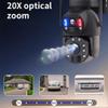 [20X Optical Zoom] Dual 3MP Lens Solar Powered Security Camera, Dual Screen Display Wireless Outdoor Camera with PIR Motion Detection, 2.4G WiFi, Siren Alarm, Color Night Vision, 12000mAh Rechargeable view 2