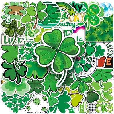 50 PCS St Patricks Day Stickers for Kids - Waterproof Shamrock & Lucky Four Leaf Clover Stickers, Irish Green St. Patrick's Day Party Favors Supplies & Crafts for Gift Box DIY Decorations Cards