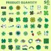 50 PCS St Patricks Day Stickers for Kids - Waterproof Shamrock & Lucky Four Leaf Clover Stickers, Irish Green St. Patrick's Day Party Favors Supplies & Crafts for Gift Box DIY Decorations Cards view 3