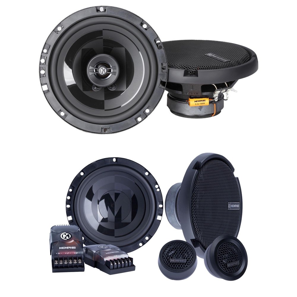 Memphis PRX60S Power Reference Series 6.5" 2-Ohm Oversized Shallow 2-Way Speakers and PRX60C Power Reference Series 6.5" Oversize Component Speakers with 1" Tweeters