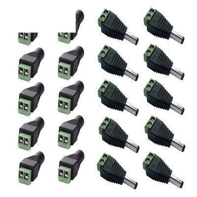 10 x Male + 10 x Female 2.1x5.5mm DC Power Cable Jack Adapter Connector Plug Led Strip CCTV Camera Use 12V
