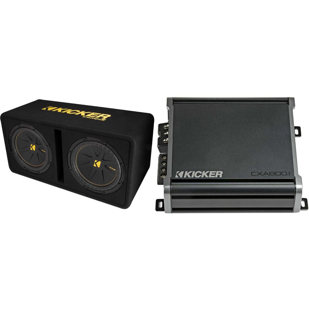 KICKER Dual 12 Inch Comp Bass Package 50DCWC122 with CXA8001 Bundle