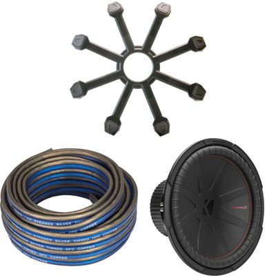 Kicker 15 Inch Comp R Woofer 48CWR154 w/Grills & Speaker Wire Package