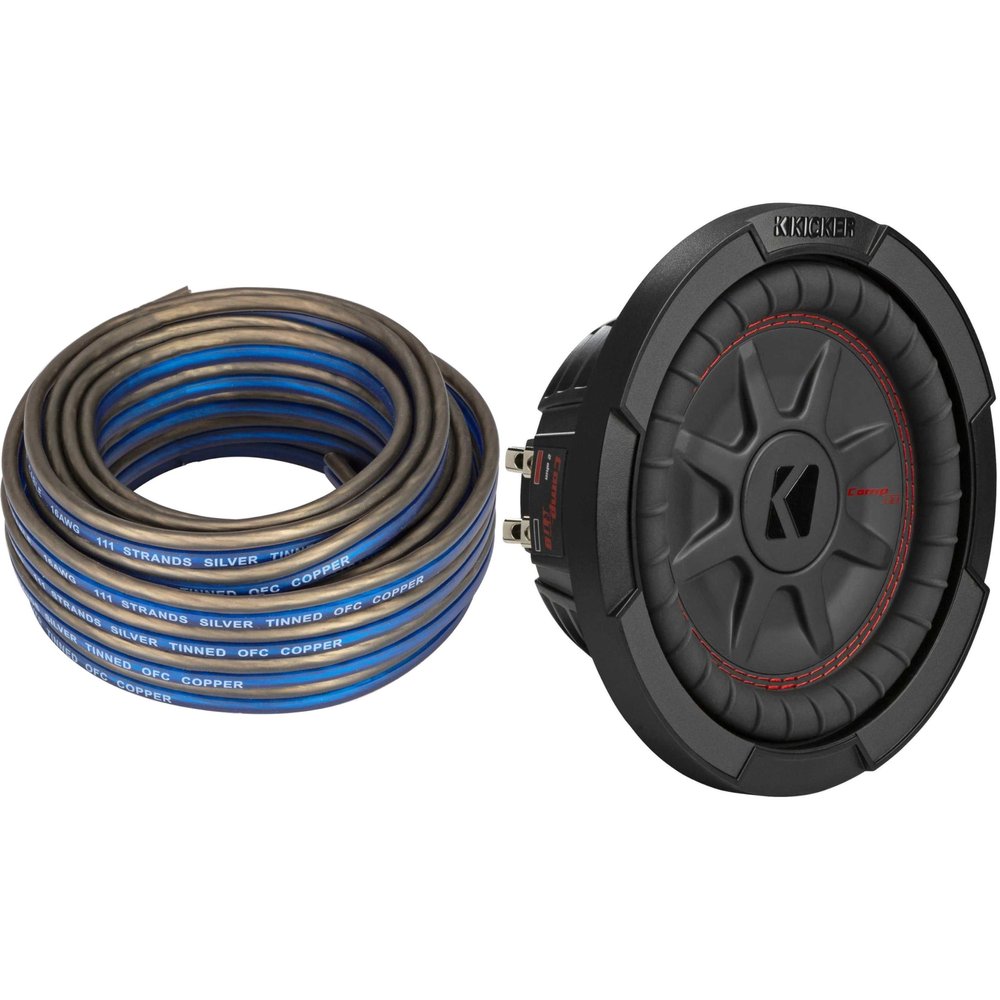 KICKER 48CWRT84 CompRT 8" Subwoofer, DVC, 4-ohm - Includes Speaker Wire