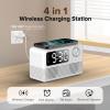 FlyShow 15W Fast Wireless Charger with Bluetooth Speaker and Alarm Clock Radio,4 in1 Wireless Charging Station for iPhone,Android Phones with FM Radio for Bedroom view 2