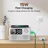 FlyShow 15W Fast Wireless Charger with Bluetooth Speaker and Alarm Clock Radio,4 in1 Wireless Charging Station for iPhone,Android Phones with FM Radio for Bedroom view 3