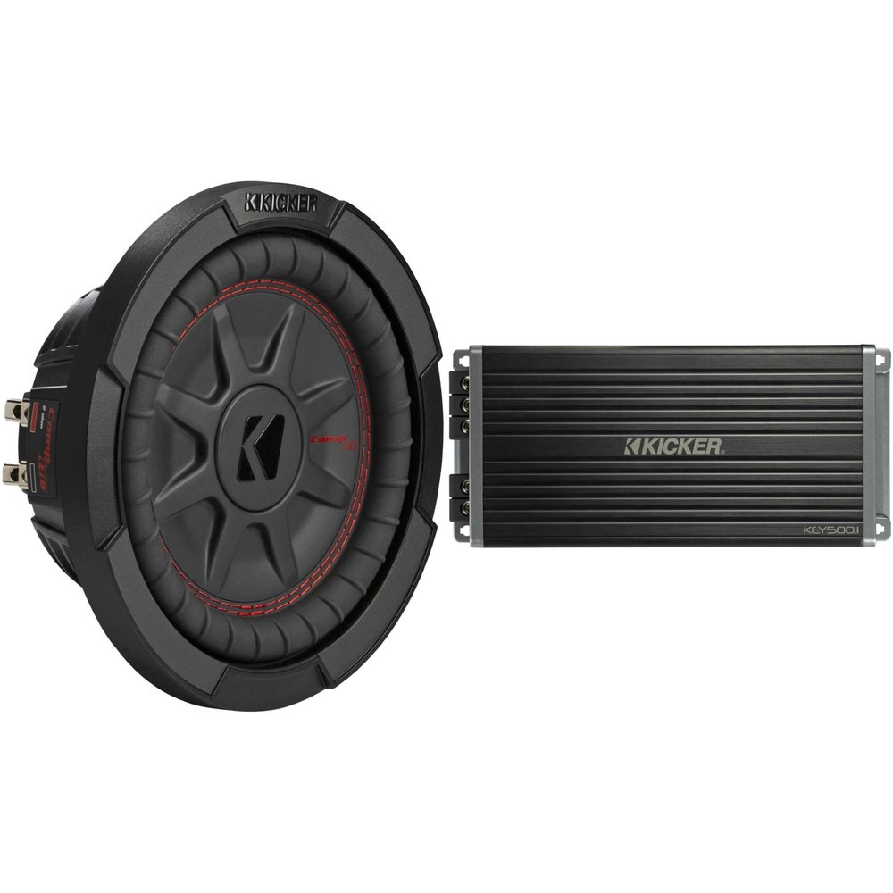 KICKER 48CWRT84 CompRT 8" Subwoofer, DVC, 4-ohm w/ 47Key5001 Amp Bundle