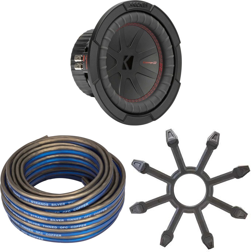 Kicker 48CWR82 CompR 8" Subwoofer, DVC, 2-ohm - Includes Speaker Wire & Grill