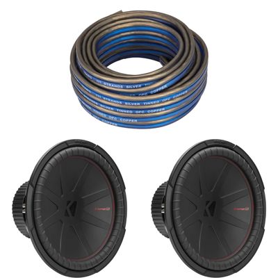 KICKER 15 Inch Comp R Woofer (2) 48CWR154 w/Speaker Wire Package