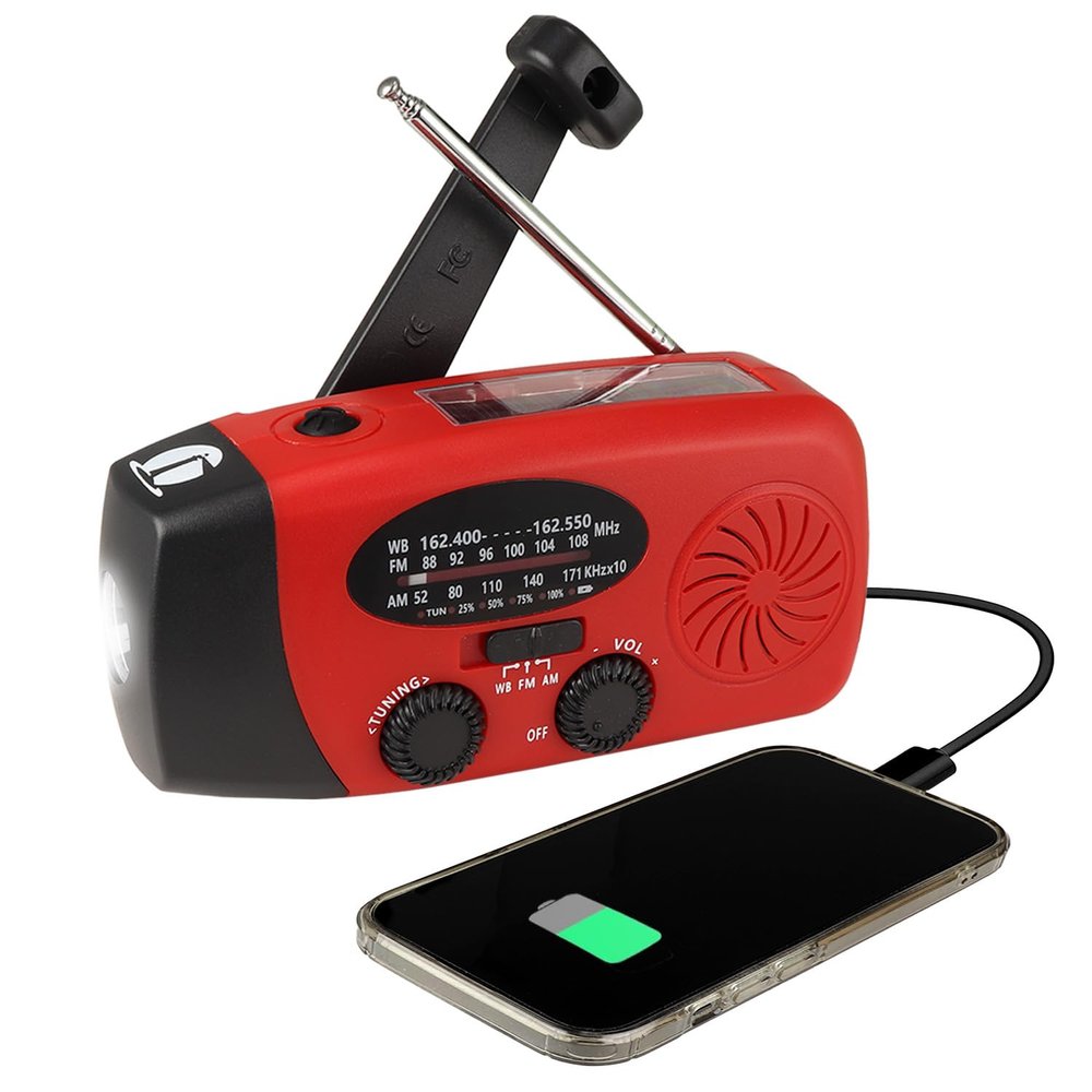 Guardian Survival Gear 4-in-1 Dynamo NOAA Weather Band, AM/FM Radio, Ultrabright LED Flashlight, Solar and USB Charging, Phone Charger