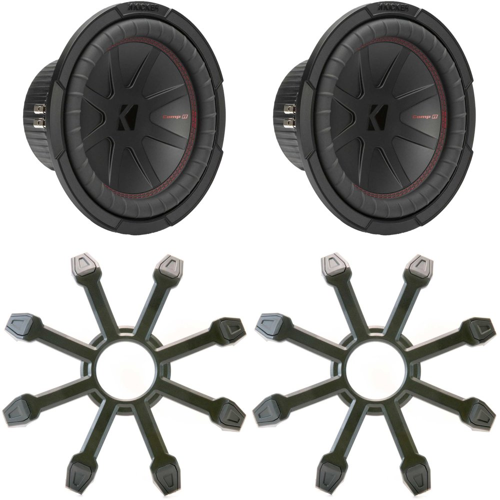 Kicker (2) 48CWR102 CompR 10" Subwoofer, DVC, 2-ohm - Includes Grill