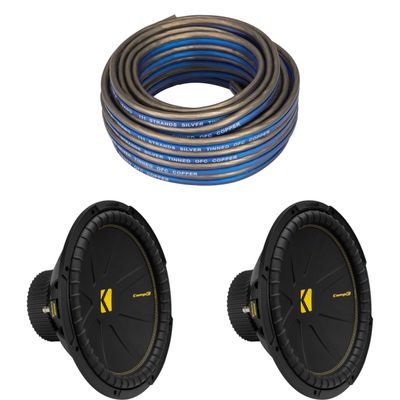 KICKER (2 50CWCS154 CompC 15" Subwoofer, Single 4-Ohm with Speaker Wire Bundle