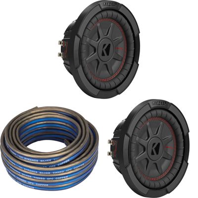 Kicker (2) 48CWRT84 CompRT 8" Subwoofer, DVC, 4-ohm - Includes Speaker Wire