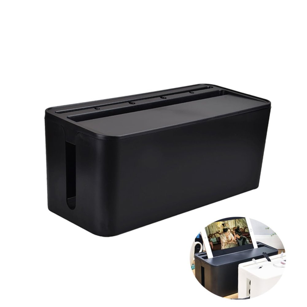 BRIGHTFUFU Wire Storage Box for Charger Cables and Power Strips Ps Black