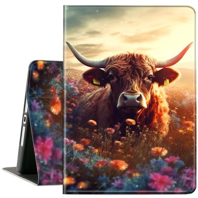 ACWDMKH Case for Microsoft Surface Pro 11/10 / 9 13 Inch,PU Leather Cute Slim Folio Adjustable Stand Cover Case for Surface Pro 11th Edition AI,Cute Cow Flower