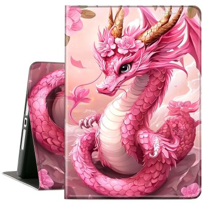 ACWDMKH Case for Microsoft Surface Pro 11/10 / 9 13 Inch,PU Leather Cute Slim Folio Adjustable Stand Cover Case for Surface Pro 11th Edition AI,Pink Dragon Flower