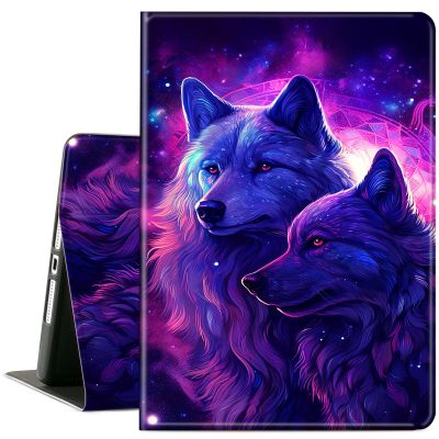 ACWDMKH Case for Microsoft Surface Pro 11/10 / 9 13 Inch,PU Leather Cute Slim Folio Adjustable Stand Cover Case for Surface Pro 11th Edition AI,Purple Glitter Wolf