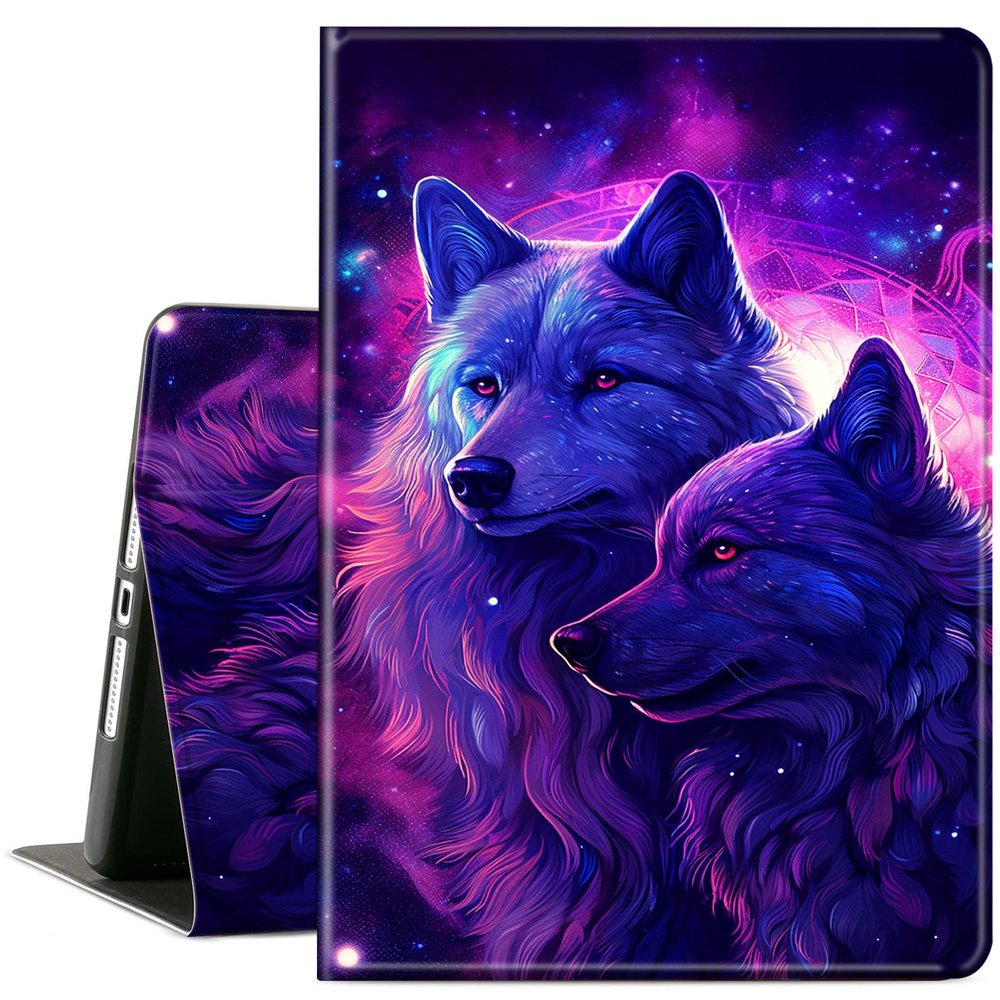 ACWDMKH Case for Microsoft Surface Pro 11/10 / 9 13 Inch,PU Leather Cute Slim Folio Adjustable Stand Cover Case for Surface Pro 11th Edition AI,Purple Glitter Wolf