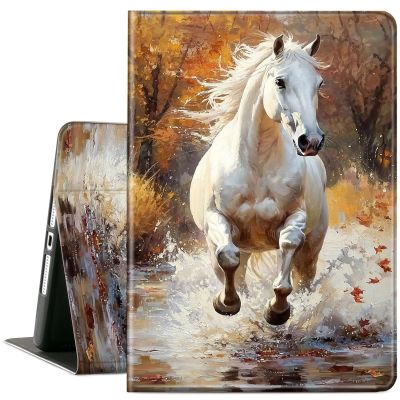 ACWDMKH Case for Microsoft Surface Pro 11/10 / 9 13 Inch,PU Leather Cute Slim Folio Adjustable Stand Cover Case for Surface Pro 11th Edition AI,Watercolor Horse