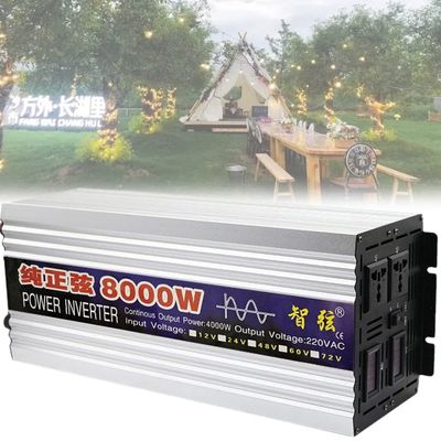 1000W/2000W/3000W/4000W/5000W/6000W/8000W Pure Sine Wave Power Inverters 12V 24V 48V 60V DC to 110V 230V AC with 2 AC Outlets LCD Display for Home RV Solar System Car,8000W-24Vto220V