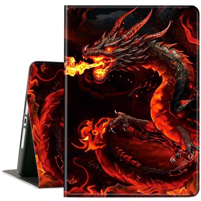 ACWDMKH Case for Microsoft Surface Pro 11/10 / 9 13 Inch,PU Leather Cute Slim Folio Adjustable Stand Cover Case for Surface Pro 11th Edition AI,Fire Red Dragon