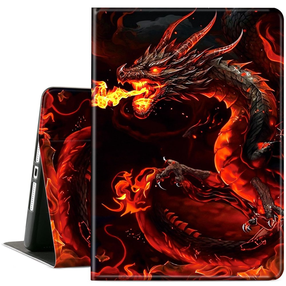 ACWDMKH Case for Microsoft Surface Pro 11/10 / 9 13 Inch,PU Leather Cute Slim Folio Adjustable Stand Cover Case for Surface Pro 11th Edition AI,Fire Red Dragon