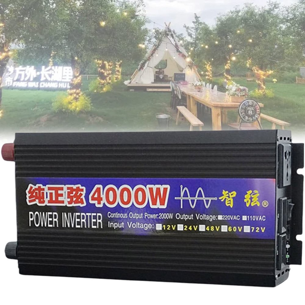 1000W/2000W/3000W/4000W/5000W/6000W/8000W Pure Sine Wave Power Inverters 12V 24V 48V 60V DC to 110V 230V AC with 2 AC Outlets LCD Display for Home RV Solar System Car,4000W-24Vto220V
