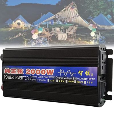 1000W/2000W/3000W/4000W/5000W/6000W/8000W Pure Sine Wave Power Inverter 12V 24V 48V 60V DC to 110V 230V AC Car Plug Inverter Adapter Power Converter with 2 AC Outlets Car Charger,2000W-48Vto220V