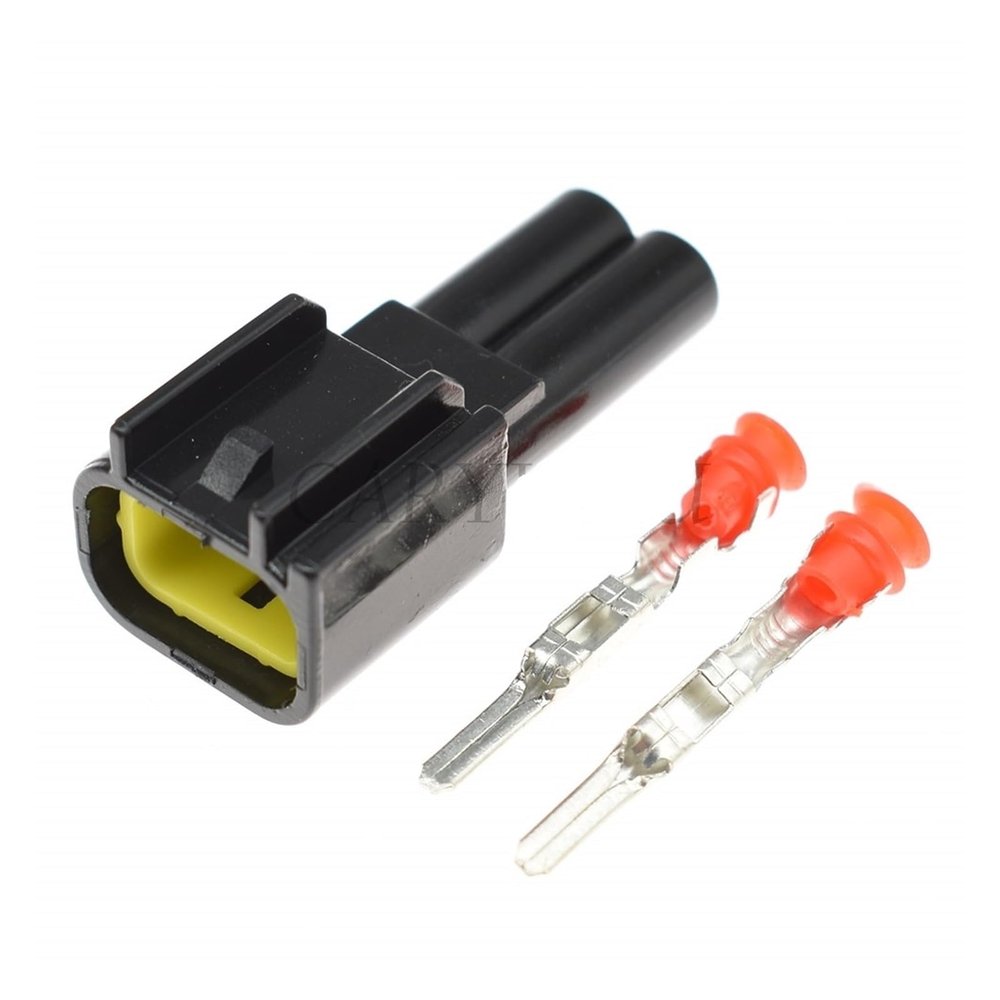 1 Set Black Snowy 2 Pin Way Male Female High Voltage Ignition Coil p/Lug Connector FW-C-2M-B FW-C-2F-B(Male Black)