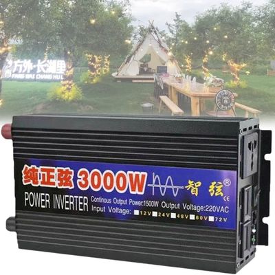 1000W/2000W/3000W/4000W/5000W/6000W/8000W Pure Sine Wave Power Inverters 12V 24V 48V 60V DC to 110V 230V AC with 2 AC Outlets LCD Display for Home RV Solar System Car,3000W-60Vto220V