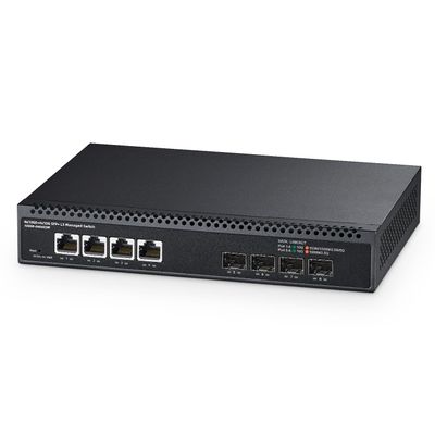 8 Port 10 Gigabit Managed Switch, 4x10G RJ45 Ethernet, 4x10G SFP+, 160Gbps Bandwidth, L3 Web Managed, Metal Small Binardat Network Switch