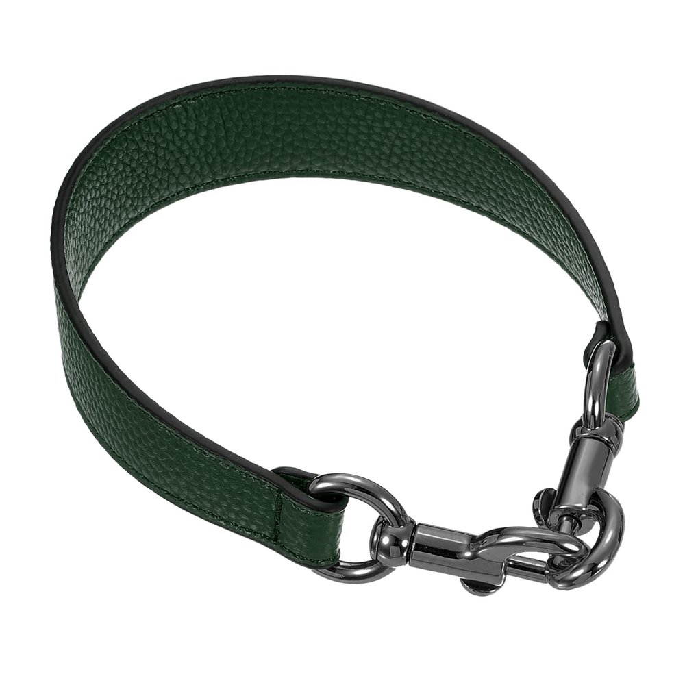 uxcell 14.17 Inch PU Leather Short Bag Strap with Clasp, Purse Handles Handbags Replacement Straps for Clutch Bag Underarm Bags, Dark Green, Grey Buckle
