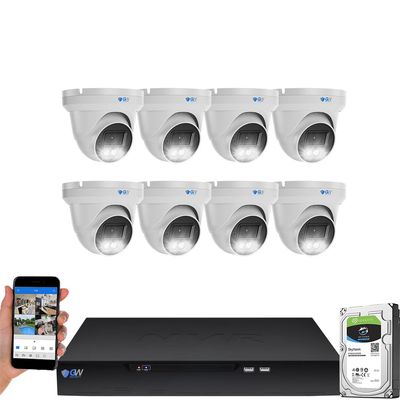 GW Security NDAA & TAA Complaint 16 Channel 4K Security Camera System with 8 x 8MP 130 Wide Angle PoE Full Color Night Microphone Dome Cameras, Smart AI Human/Vehicle Detection, Project Friendly