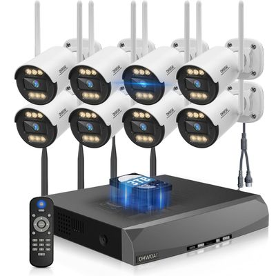 130 Wide Angle & 2-Way AudioWireless Security Camera System Outdoor, WiFi Cameras Systems Video Surveillance DVR Kits