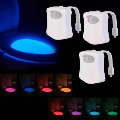 3 Pack Rechargeable Toilet Night Lights with 8-Color Motion Detection,Fun 8 Colors Changing Bathroom Nightlight Add on Toilet Bowl Seat, Perfect Decorating Gadget for Dad Adults Kids Toddler (3PCS)